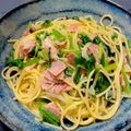 mindoママ's cooksnap of when they made 旦那が作った第２弾「ほうれん草ベーコンパスタ」.