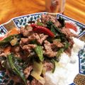 kurozata's cooksnap of when they made 沙茶牛肉と空芯菜のあんかけご飯.