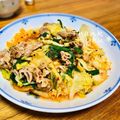 ねっちゃんっ's cooksnap of when they made レンジ調理で簡単☆ニラたっぷり豚キムチ.