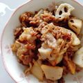 umi☆neco's cooksnap of when they made 豚こまとひらひられんこんのピリ辛味噌炒め.