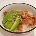 まる〜こ's cooksnap of when they made 簡単！主菜！漬けサーモンとアボカド丼♪.