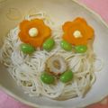 ＴＷＯＨＥＡＲＴＳ's cooksnap of when they made ♡ちくわdeお花ちゃん♡　キャラ弁に♪.