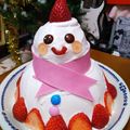 たはぴのかか's cooksnap of when they made クリスマスケーキ♪簡単！立体雪だるま＾＾.