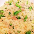 桜月❀咲良mommy's cooksnap of when they made 菜の花とベーコンのガーリックライス☆.