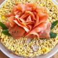 ふぃーび's cooksnap of when they made ひなまつりに♡サーモン花の寿司ケーキ.