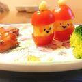 yesmama's cooksnap of when they made クリスマスお弁当に☆プチトマトでサンタ☆.