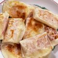 クック甘党。's cooksnap of when they made 餃子の皮で簡単！ハムとチーズの包み焼き♪.