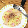 ちゃーりーWKY's cooksnap of when they made 生クリーム不使用の元祖カルボナーラ.