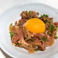 もか☆☆☆'s cooksnap of when they made 焼肉のタレで生ハムユッケ！.