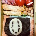 えさひろ☆'s cooksnap of when they made キャラ弁★千と千尋簡単カオナシ★のり弁.