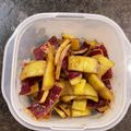 futapapa's cooksnap of when they made さつまいもの皮で★大学芋風きんぴら.