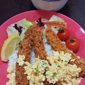 2児ママみきてぃ's cooksnap of when they made 簡単♪葱タルタルのエビフライ丼プレート。.