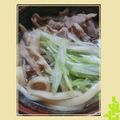 ＭＡＹＯＭＡＹＯ　's cooksnap of when they made 【めんつゆで】❀舞茸と豚バラ肉うどん❀.