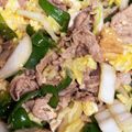 満腹カフェ's cooksnap of when they made 豚こま☆簡単メイン白菜と卵のチャプチェ風.