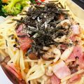 なーなちゃん's cooksnap of when they made ベーコンときのこの☆バター麺つゆパスタ♪.