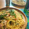 ざんじ's cooksnap of when they made 春菊とベーコンのガーリックパスタ.