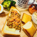 choco831's cooksnap of when they made 納豆と鮭フレークのトースト（いつもの）.