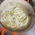 MIKImama97's cooksnap of when they made 豚挽肉ともやし・白菜の煮込みうどん味噌味.