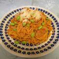 龍青空ママ's cooksnap of when they made そら豆と魚肉ソーセージのキムチパスタ.