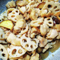 みきんこ✿'s cooksnap of when they made 簡単＊鶏とさつま芋と蓮根の甘辛炒め＊.