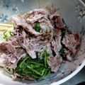 masaraccho's cooksnap of when they made 包丁不要。豚肉と水菜ともやしの胡麻ポン酢.