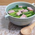 Yukiまむ's cooksnap of when they made 3分で！小松菜とベーコンの中華風スープ.