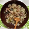 とんとんにゃん's cooksnap of when they made 豚肉入りで大満足♪れんこんのきんぴら.