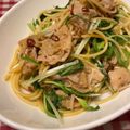¡¡yummy's cooksnap of when they made 簡単！豚こま＊きのこ＊水菜の和風パスタ.