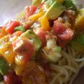 saki1010's cooksnap of when they made アボカドとマンゴソースの冷製サルサパスタ.
