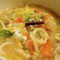 Tea-Life's cooksnap of when they made 〖鶏もも肉と白菜とふわとろ卵の旨辛うどん.