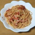 たちんぺ's cooksnap of when they made レンジで簡単♡カニカマトマトソースパスタ.