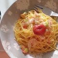 風の月's cooksnap of when they made わさび漬けで簡単クリームパスタ.