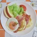 mmameco's cooksnap of when they made ベーコンエッグパンケーキ.