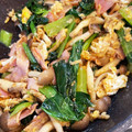 サンタJr's cooksnap of when they made 味付け簡単♪小松菜とベーコンの卵マヨ炒め.