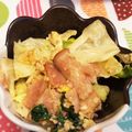 miyukosan's cooksnap of when they made チンゲン菜とベーコンの卵炒め.