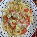 猫のミイヤ's cooksnap of when they made トマト・たらこ・イカの和風冷製パスタ.