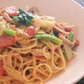 ｶｯﾊﾟ。's cooksnap of when they made ウインナーとほうれん草のクリームパスタ.