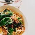 mayurich's cooksnap of when they made たっぷりレタスとウインナーのパスタ.