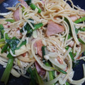 あーこ2929's cooksnap of when they made ベーコンときのことほうれん草の和風パスタ.
