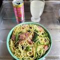 ebipeco's cooksnap of when they made ベーコンとほうれん草のマスタードパスタ.