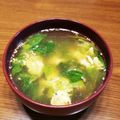 麻's cooksnap of when they made セロリの葉と卵の中華スープ.