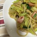 ぐりtoぐら's cooksnap of when they made キャベツとウインナーの白だし和風パスタ.