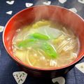 お料理ニャロメ's cooksnap of when they made 鍋の余り野菜でお味噌汁☆白菜とえのき～.