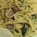 珠生ママ☆'s cooksnap of when they made 水菜とウインナーのクリームパスタ.