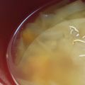 あゆたっくん's cooksnap of when they made 保育園メニュー☆南瓜と玉ねぎの味噌汁.