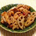 もすろー's cooksnap of when they made ・。♫余った鶏皮でれんこんの甘辛炒め♫。.