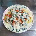 ebipeco's cooksnap of when they made 簡単♪鮭と法蓮草のクリームオムライス.