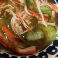 んりおか's cooksnap of when they made 旬のきゅうりで☆カニカマもずく酢.