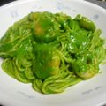 卯月のうさぎ２０１４'s cooksnap of when they made ☆エビ入りホウレン草のクリームパスタ☆.