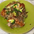 ナピト's cooksnap of when they made ✜余った素麺deピザ風お好み焼き✜.